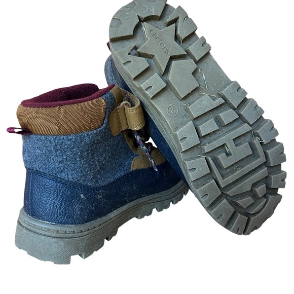 Carter’s Boys Duck Boots Size 2M Youth Blue Brown Waterproof Winter Snow Hiking - Picture 4 of 7